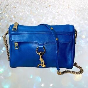 Rebecca Minkoff Blue Leather Crossbody Bag, w/Gold-Tone Accents
